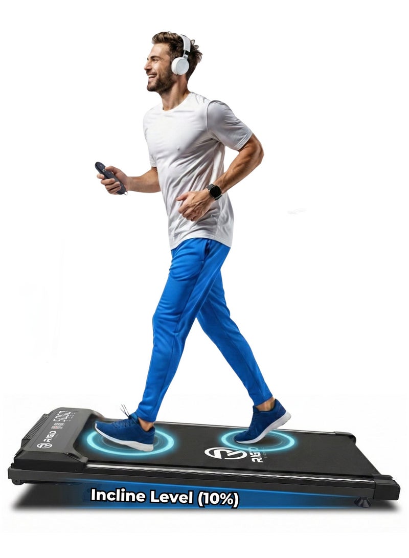 RIGID FITNESS Under Desk 10% Incline Walking Pad, Portable Jogging Treadmill with Remote Control, Space-Saving Design, Easy Setup for Home & Office, Max Load 100kg, Speed 8km/h, with FitShow Track App - Image 1