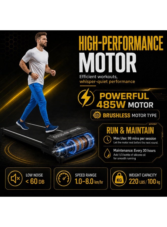 RIGID FITNESS Under Desk 10% Incline Walking Pad, Portable Jogging Treadmill with Remote Control, Space-Saving Design, Easy Setup for Home & Office, Max Load 100kg, Speed 8km/h, with FitShow Track App - Image 5