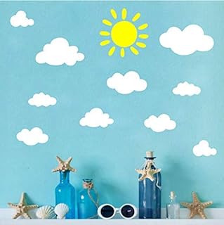 Easu Sun and Clouds Wall Decals Wall Stickers Peel White Clouds Sky Wall Decals Easy to Apply and Removable Baby - Image 1