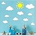 Easu Sun and Clouds Wall Decals Wall Stickers Peel White Clouds Sky Wall Decals Easy to Apply and Removable Baby - Image 2