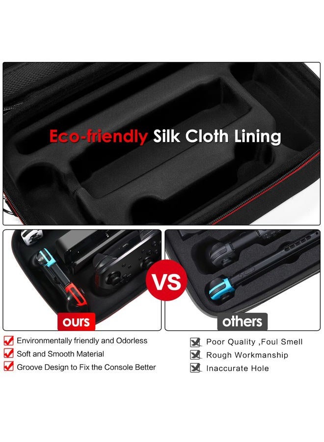 ivoler Carrying Storage Case for Nintendo Switch/For Switch OLED Model (2021),Portable Travel All Protective Hard Messenger Bag Soft Lining 18Games for Switch Console Pro Controller Accessories Black - Image 5