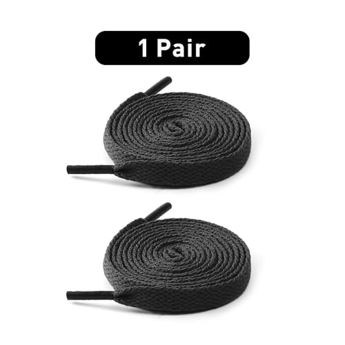 UamGlsob Knee High Shoelaces for Converse Chuck Taylor All Star Shoes, 8MM Flat Long Polyester Shoe Laces Replacement Strings Durable Anti-Fray Ends (Black,110"/280cm) - Image 2