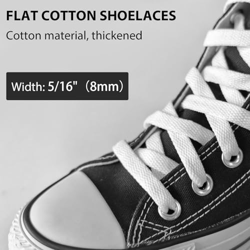 UamGlsob Knee High Shoelaces for Converse Chuck Taylor All Star Shoes, 8MM Flat Long Polyester Shoe Laces Replacement Strings Durable Anti-Fray Ends (Black,110"/280cm) - Image 4
