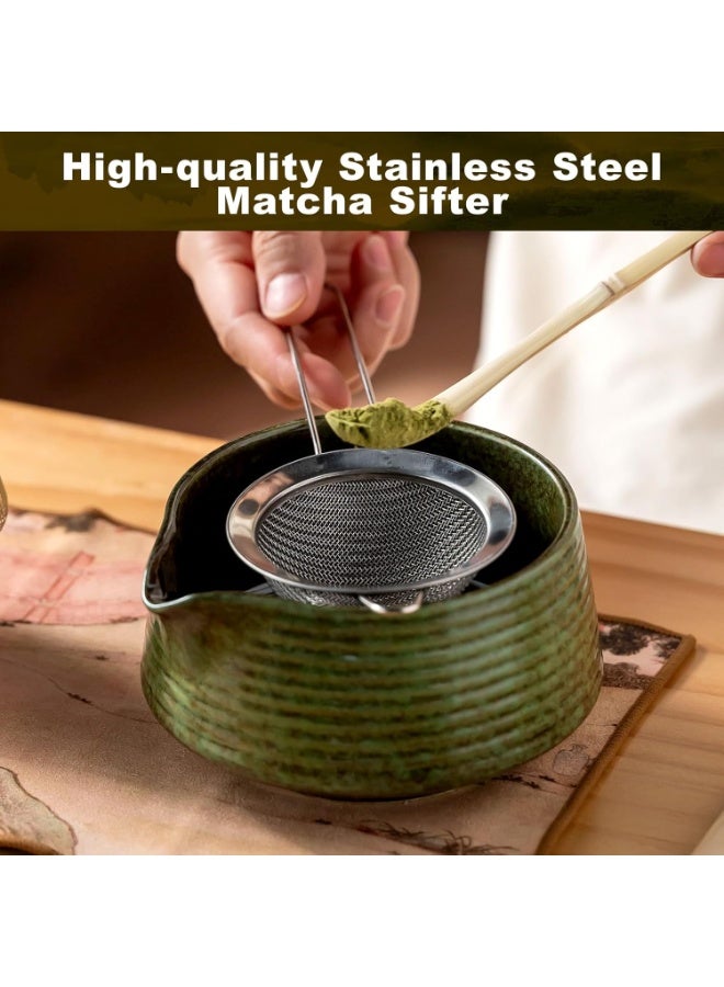 XiuWoo Matcha tea set The 8-piece matcha tea set includes a matcha bowl, bamboo whisk, spoon, whisk holder, stainless steel sieve and a complete tea making kit. The perfect set is suitable for traditional matcha (dark green) - Image 4
