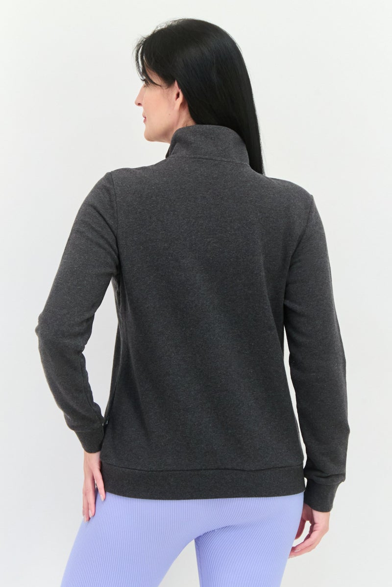 PUMA سويت شيرت خارجي للنساء بأكمام طويلة وقصة عادية، أسود فحمي - Image 4