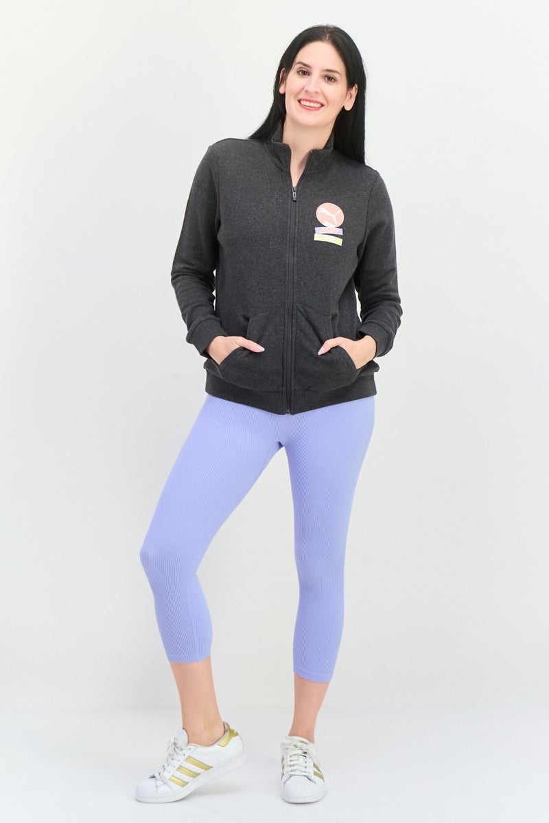 PUMA سويت شيرت خارجي للنساء بأكمام طويلة وقصة عادية، أسود فحمي - Image 2