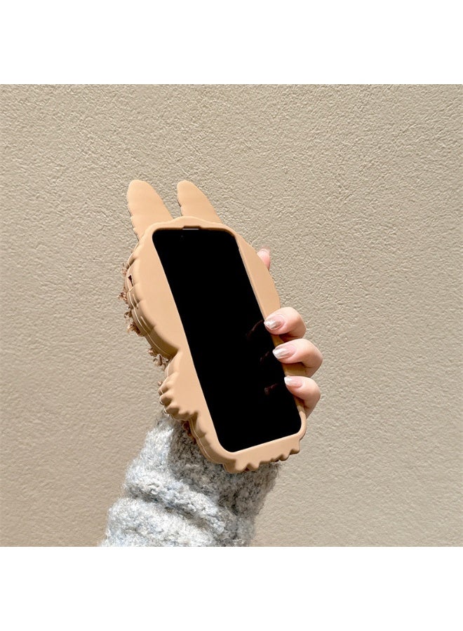 general Cartoon three-dimensional silicone plush labubu is suitable for iPhone 15/15Plus mobile phone protective case - Image 3