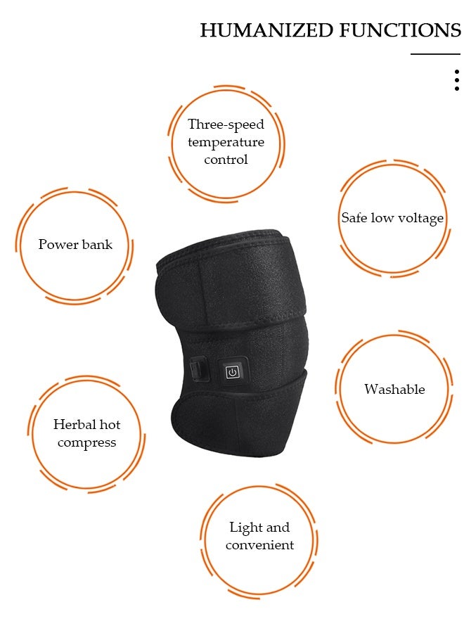 DUNISO Knee Heating Pad, Knee Support for Women and Men, USB Heat Knee Brace Wrap 3 Temperature Control Thermal Therapy to Warm Joint Relief Pain Knee Stiff, Strains, Calf Leg Arm - Image 4