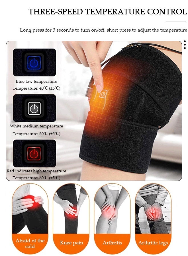 DUNISO Knee Heating Pad, Knee Support for Women and Men, USB Heat Knee Brace Wrap 3 Temperature Control Thermal Therapy to Warm Joint Relief Pain Knee Stiff, Strains, Calf Leg Arm - Image 5