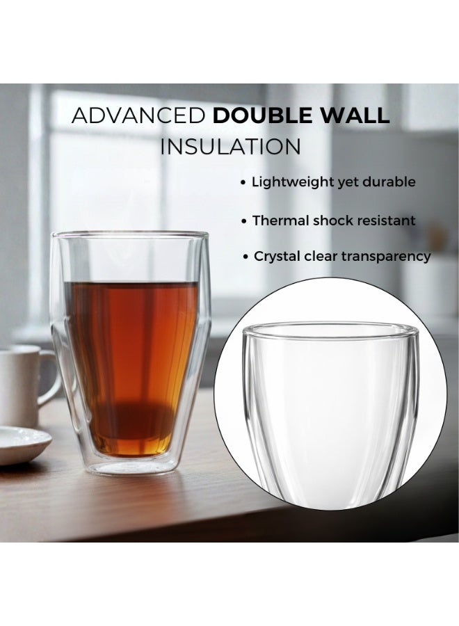 BLACKSTONE DG510 Double Wall Glass Cup Set of 2 250ml Heat Resistant Tea Coffee Insulated Clear Glass Tumbler - Image 4