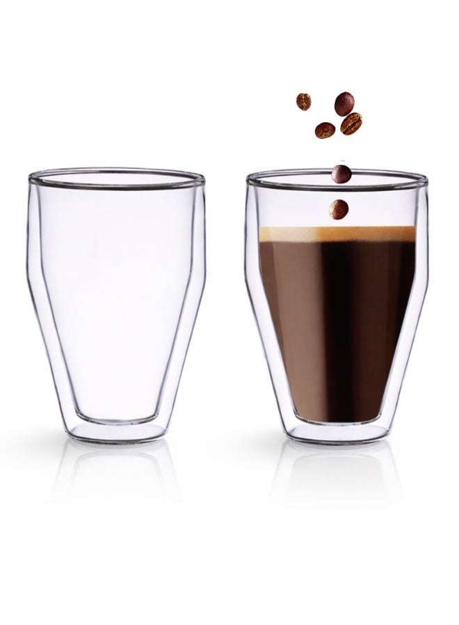BLACKSTONE DG510 Double Wall Glass Cup Set of 2 250ml Heat Resistant Tea Coffee Insulated Clear Glass Tumbler - Image 1