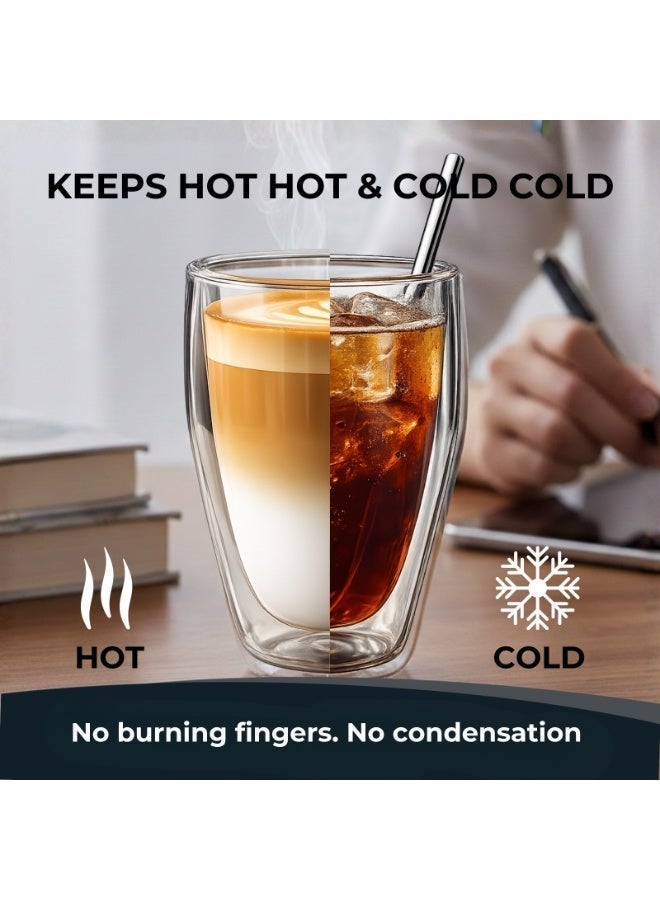 BLACKSTONE DG510 Double Wall Glass Cup Set of 2 250ml Heat Resistant Tea Coffee Insulated Clear Glass Tumbler - Image 2