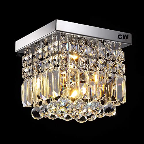 CRYSTA WORLD K9 Crystal Chandelier Modern Light Fixture(Warm White) (Design 8) L14/W14/H12 - Image 1