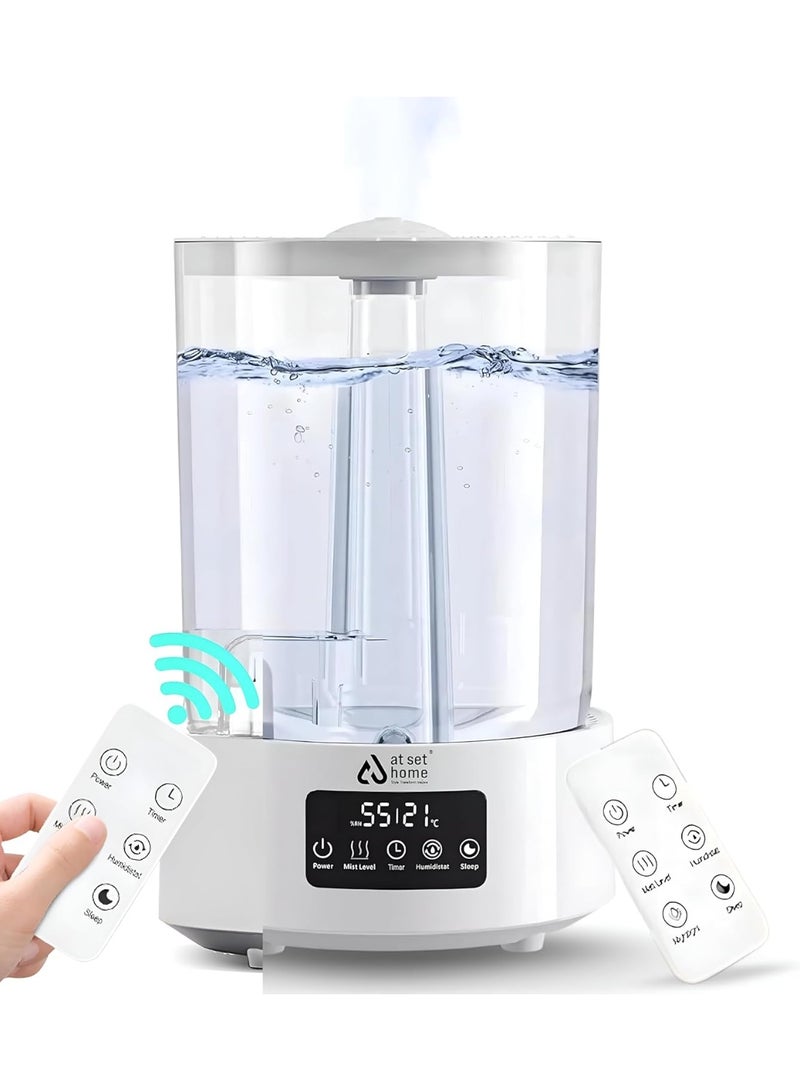 At Set Home 5L Humidifier Bedroom Top-Fill, 360°Double-head Rotating nozzle, 7-Colour Night Light with Essential Oil Function, Ultrasonic Mist,Lower Noise Aroma Diffuser for Rooms, Plants. - Image 1