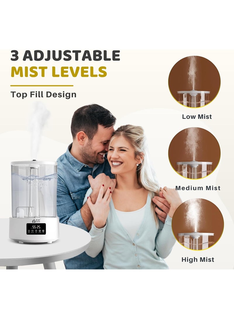 At Set Home 5L Humidifier Bedroom Top-Fill, 360°Double-head Rotating nozzle, 7-Colour Night Light with Essential Oil Function, Ultrasonic Mist,Lower Noise Aroma Diffuser for Rooms, Plants. - Image 3
