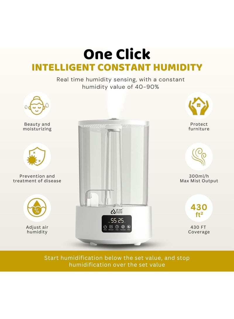 At Set Home 5L Humidifier Bedroom Top-Fill, 360°Double-head Rotating nozzle, 7-Colour Night Light with Essential Oil Function, Ultrasonic Mist,Lower Noise Aroma Diffuser for Rooms, Plants. - Image 2