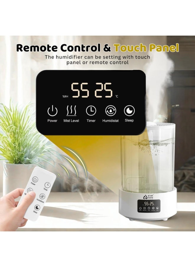 At Set Home 5L Humidifier Bedroom Top-Fill, 360°Double-head Rotating nozzle, 7-Colour Night Light with Essential Oil Function, Ultrasonic Mist,Lower Noise Aroma Diffuser for Rooms, Plants. - Image 5