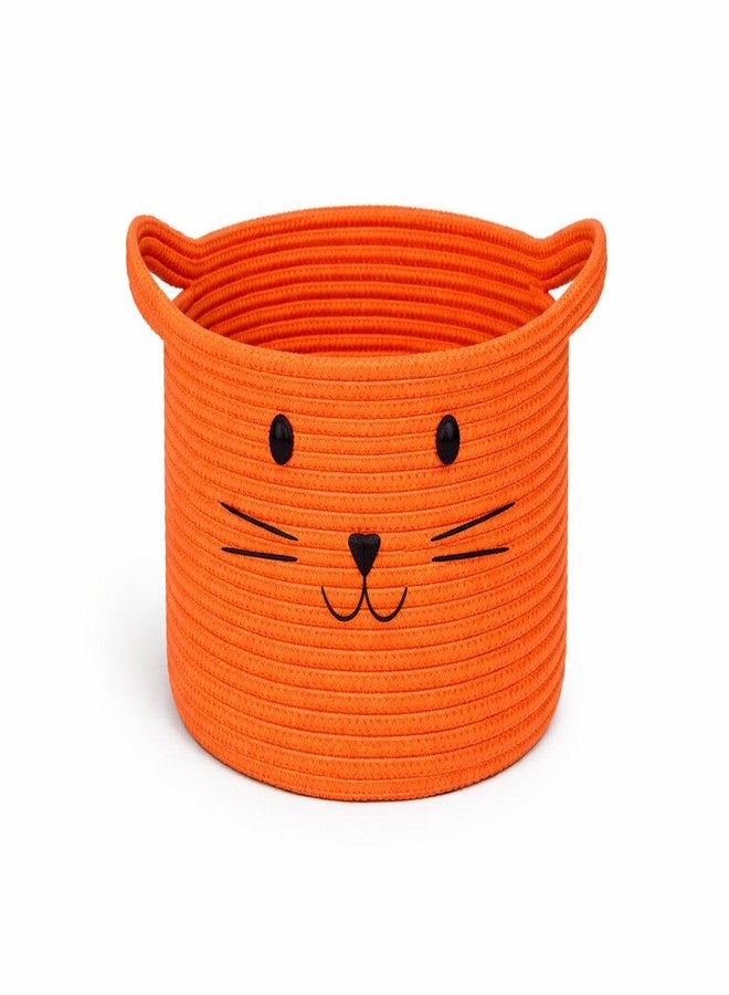 ALBY® Decor Basket, Nursery Basket for Baby Clothes, Toys, Laundry, Blanket, Cute Animal Storage Box, Large Woven Gift for Kids, Baby Showers- (ORANGE, 13.8" W x 6" H)