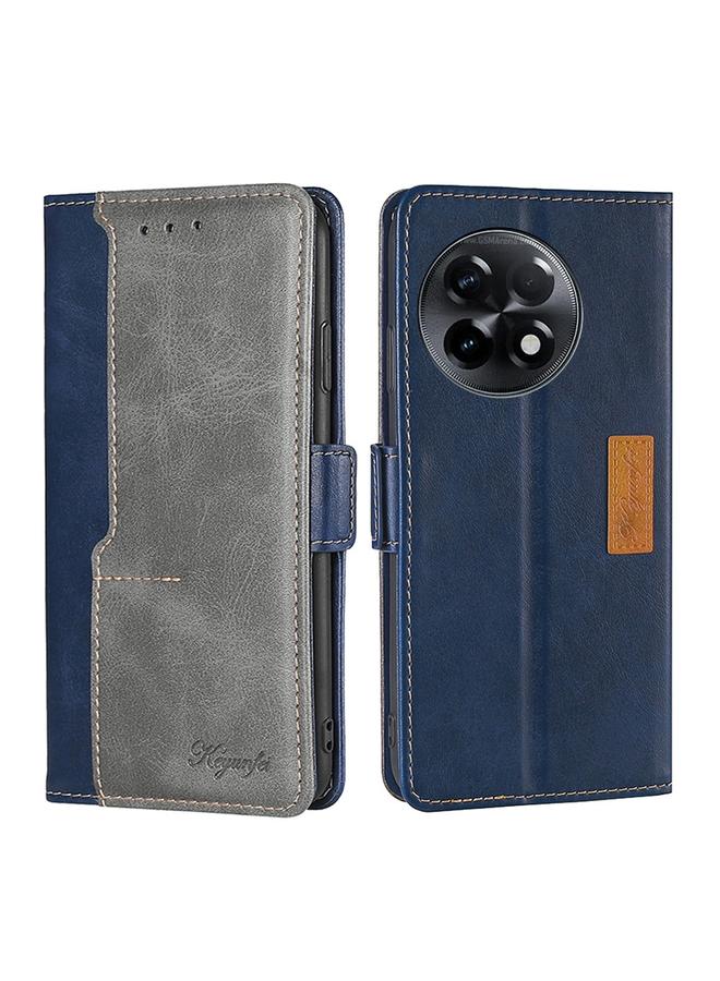 اس-توب جراب لهاتف OnePlus Ace 2/11R مصنوع من الجلد بلون متباين مع مشبك جانبي - Image 1