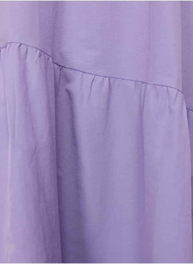 trendyol - Lilac Gathered Detailed Cotton Wide Fit Woven Dress TCTSS21EL3470 - Image 1