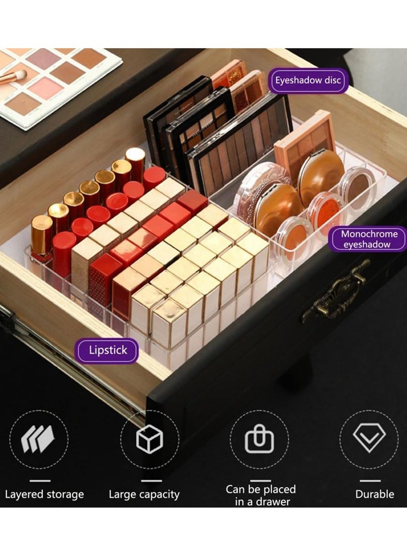 إي وورلد منظم مستحضرات التجميل الأكريليكي بـ 7 أقسام، صندوق عرض لتخزين المكياج، مناسب لظلال العيون، مجموعات الكونتور، أحمر الخدود، مثالي للتسريحة ومنضدة التزيين. - Image 4