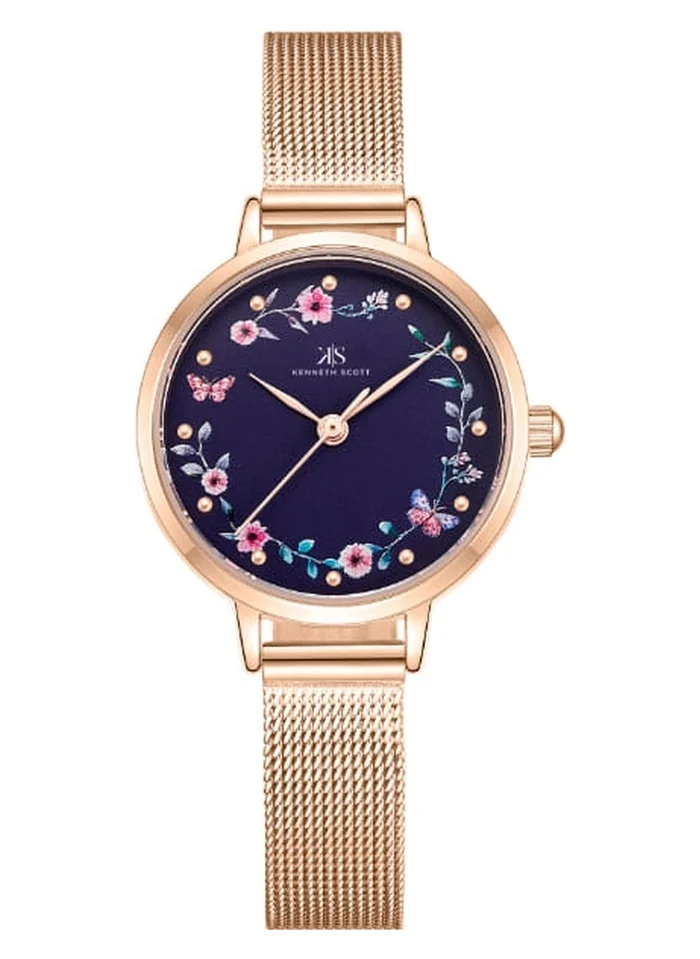 KENNETH SCOTT Kenneth Scott K23512-RMKN Women's Analog Display Watch & Stainless Steel Strap Rose Gold