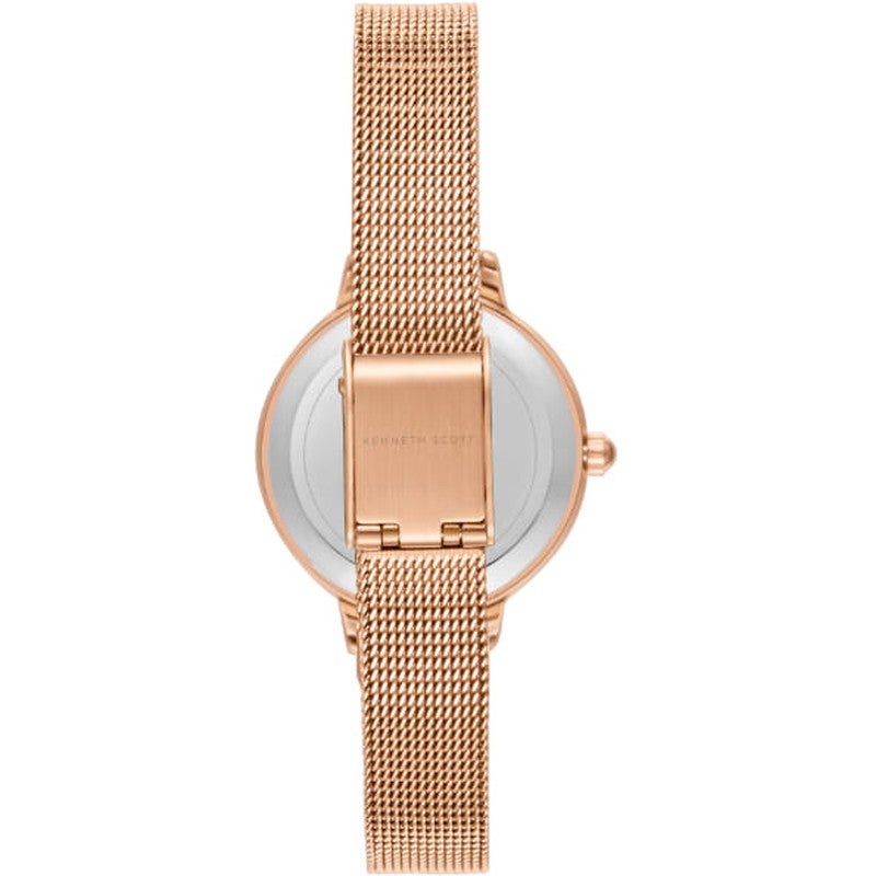 كينيث سكوت ساعة كينيث سكوت نسائية بعقارب وسوار ستانلس ستيل ذهبي وردي - Image 5
