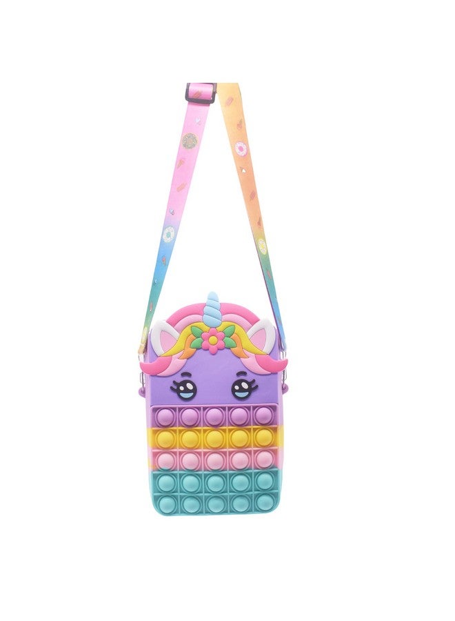 Kiditos Pop It Bag Unicorn Stylish Sling Bag for Women, Girls & Kids with Adjustable Strap Party Favors Picnic Bag Stress Relief Fidget Toy, Multi - Image 5