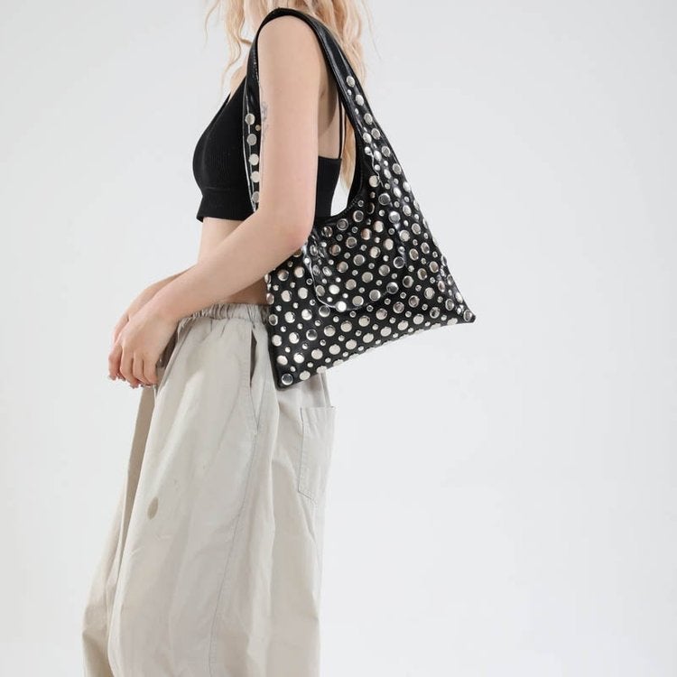 Retro Handbag For Women 2025 Summer New Casual Bucket Bag Niche Trendy Cool Polka Dot Rivet Single Shoulder Armpit Bag - Image 5