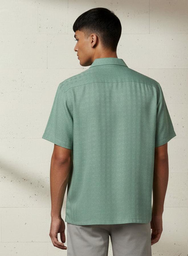 Splash FAV Men Regular Fit Camp Collar Textured Short Sleeves Resort Shirt - Image 3