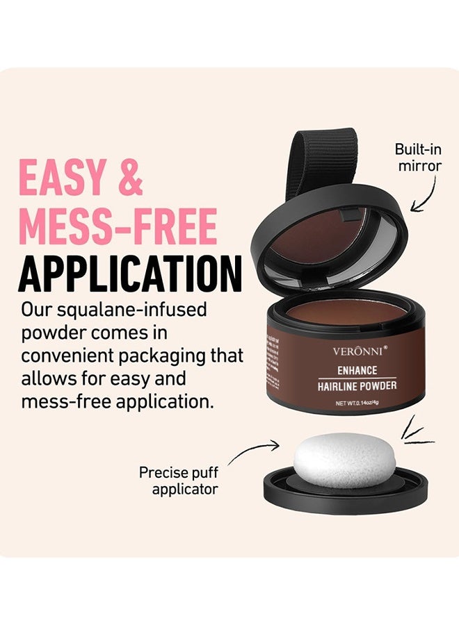 VERONNI Hairline Powder Root Touch Up Hair Color, Hairline Shadow Powder, Hairline Powder Instantly Conceals, Instant Volume And Scalp Coverage For Thinning Hair, Fast And Full Care, 100% Water Sweat Resistant (Dark Brown) - Image 4