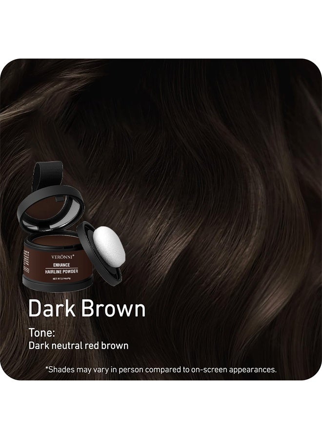 VERONNI Hairline Powder Root Touch Up Hair Color, Hairline Shadow Powder, Hairline Powder Instantly Conceals, Instant Volume And Scalp Coverage For Thinning Hair, Fast And Full Care, 100% Water Sweat Resistant (Dark Brown) - Image 2