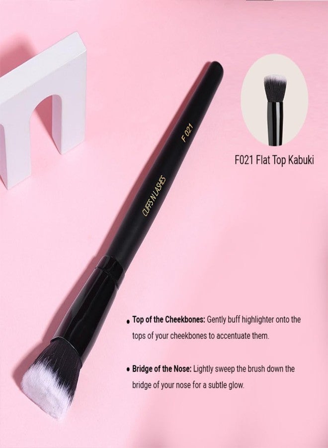 Cuffs N Lashes F021 Flat Top Kabuki Brush | Dense Foundation Brush for Liquid Cream Powder Makeup | High Performance | Soft Bristles | Cruelty-Free | Handmade in India - Image 2