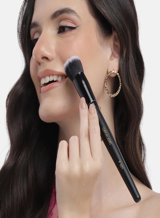 Cuffs N Lashes F021 Flat Top Kabuki Brush | Dense Foundation Brush for Liquid Cream Powder Makeup | High Performance | Soft Bristles | Cruelty-Free | Handmade in India - Image 3