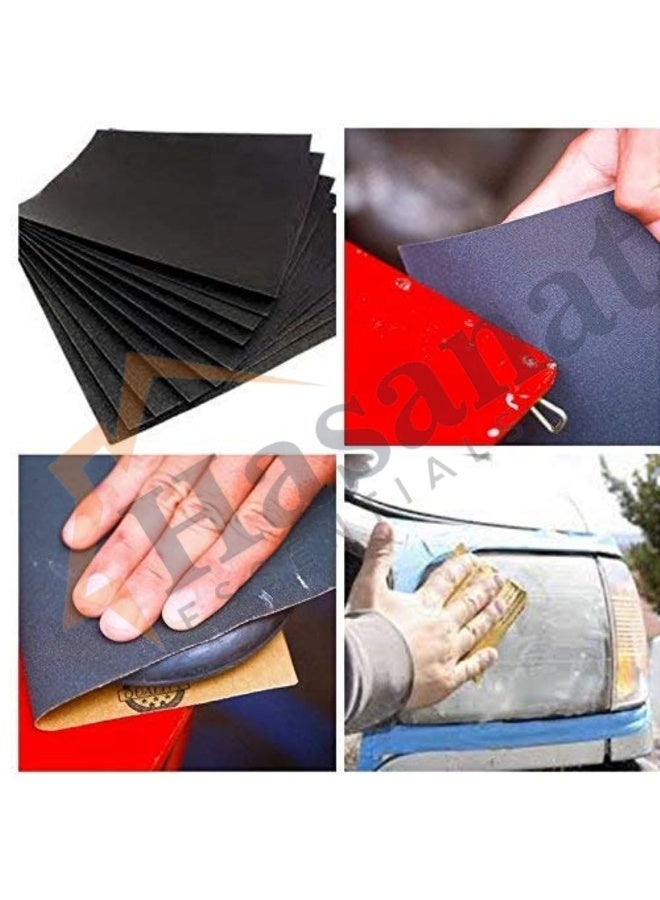 HASANAT ESSENTIALS ورق صنفرة أساسي مقاوم للماء من كربيد السيليكون لأداء الرسم والأعمال الخشبية والسيارات وتصنيع المعادن 10 قطع (GRIT #100) - Image 4