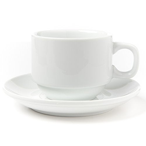 Huji Stack-able Porcelain 4 Ounces Espresso Turkish Coffee Cups and Saucer with Chrome Rack (1) - Image 2