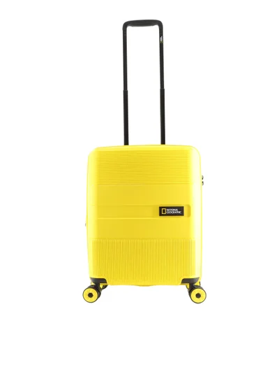 NATIONAL GEOGRAPHIC National Geographic Cavern Carry-On Small Cabin PP Hardside Luggage Yellow, Durable/ Unbreakable/ Featherweight/ Anit-theft Zipper/ 4 Double Wheel TSA Lock Suitcase Trolley Bag (49 cm/ 20 Inch).