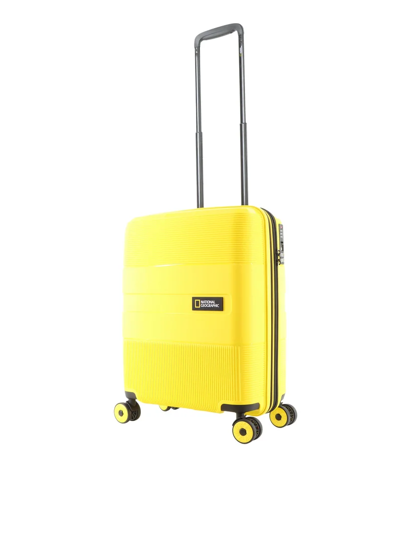 NATIONAL GEOGRAPHIC National Geographic Cavern Carry-On Small Cabin PP Hardside Luggage Yellow, Durable/ Unbreakable/ Featherweight/ Anit-theft Zipper/ 4 Double Wheel TSA Lock Suitcase Trolley Bag (49 cm/ 20 Inch).