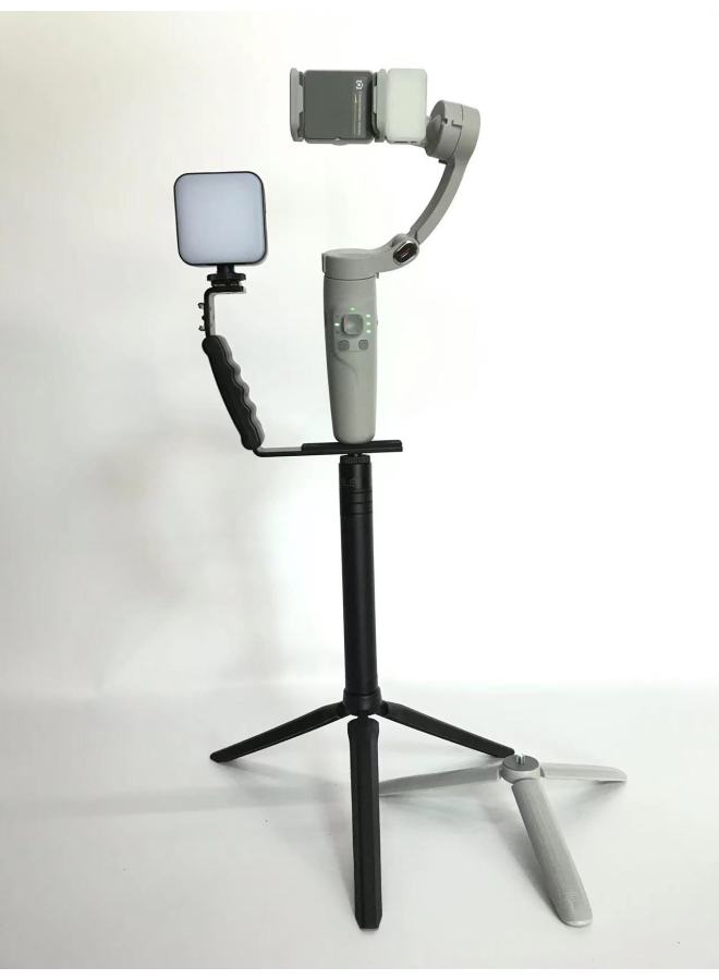 Mobile Phone Stabilizer Handheld Gimbal Three-axis Intelligent Anti-shake Live Follow-up Bluetooth Photo Holder With Light-Colour:M1 Three-axis (vertical Screen Live Broadcast Model Includes Tripod + Cloth Bag) (single Magnetic Light + Extension Pole + Large Tripod + L-shaped Bracket + Led Light)  - Image 1