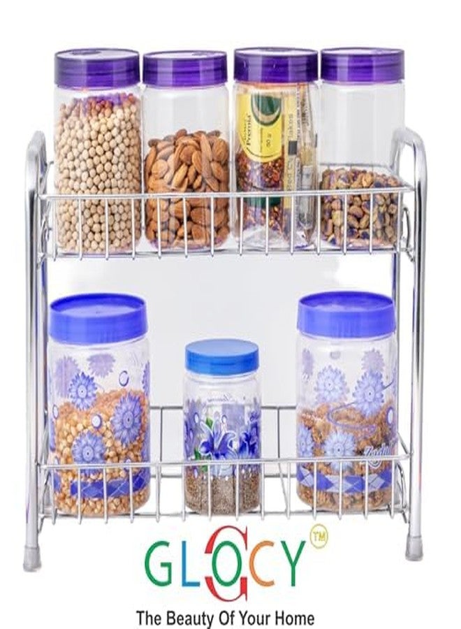 GLOCY Stainless Steel 2-Tier Multipurpose Kitchen Rack|Home Storage|Kitchen Countertop masala dabba Organizer| Kitchen Shelf Spice Rack Basket (Pack of 1- Silver) - Image 4