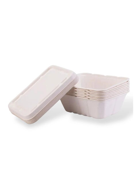 Rectangular Sugarcane Food Containers with Lids (8 Pieces)