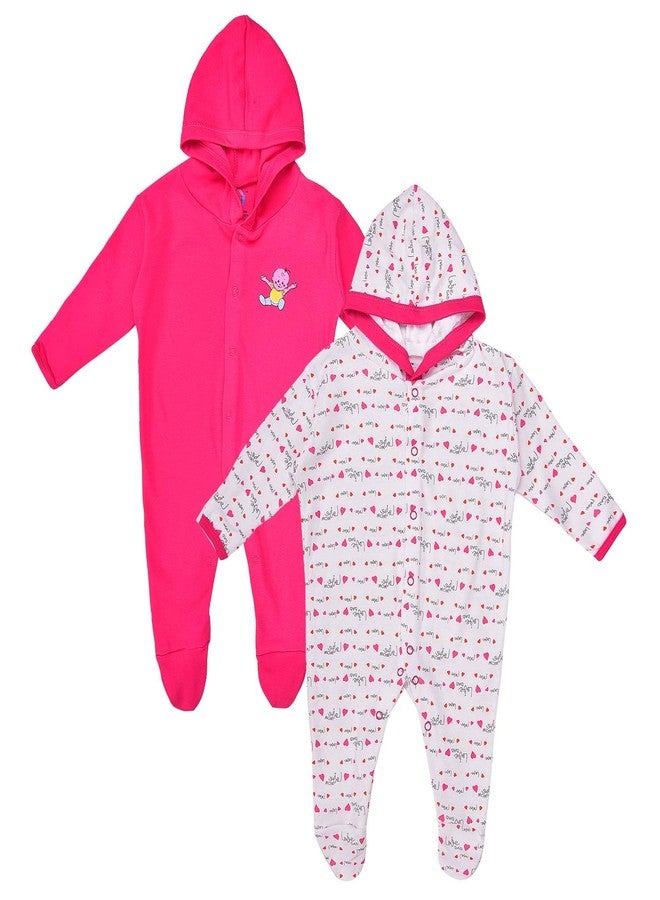MAGIC TOWN Babyneeds New Born Baby Multi-Color Long Sleeve Cotton Sleep Suit Romper for Boys and Girls Set of 2 - Image 1