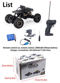 LOOPITYS 1: 16 remote control off-road truck children's toy rechargeable four-wheel drive 2.4GHz rock track off-road remote control vehicle | remote control vehicle | four-wheel drive | black alloy body | articulated suspension | rubber tires |, can be given as birthday gifts and holiday gifts to friends and family  - Image 5