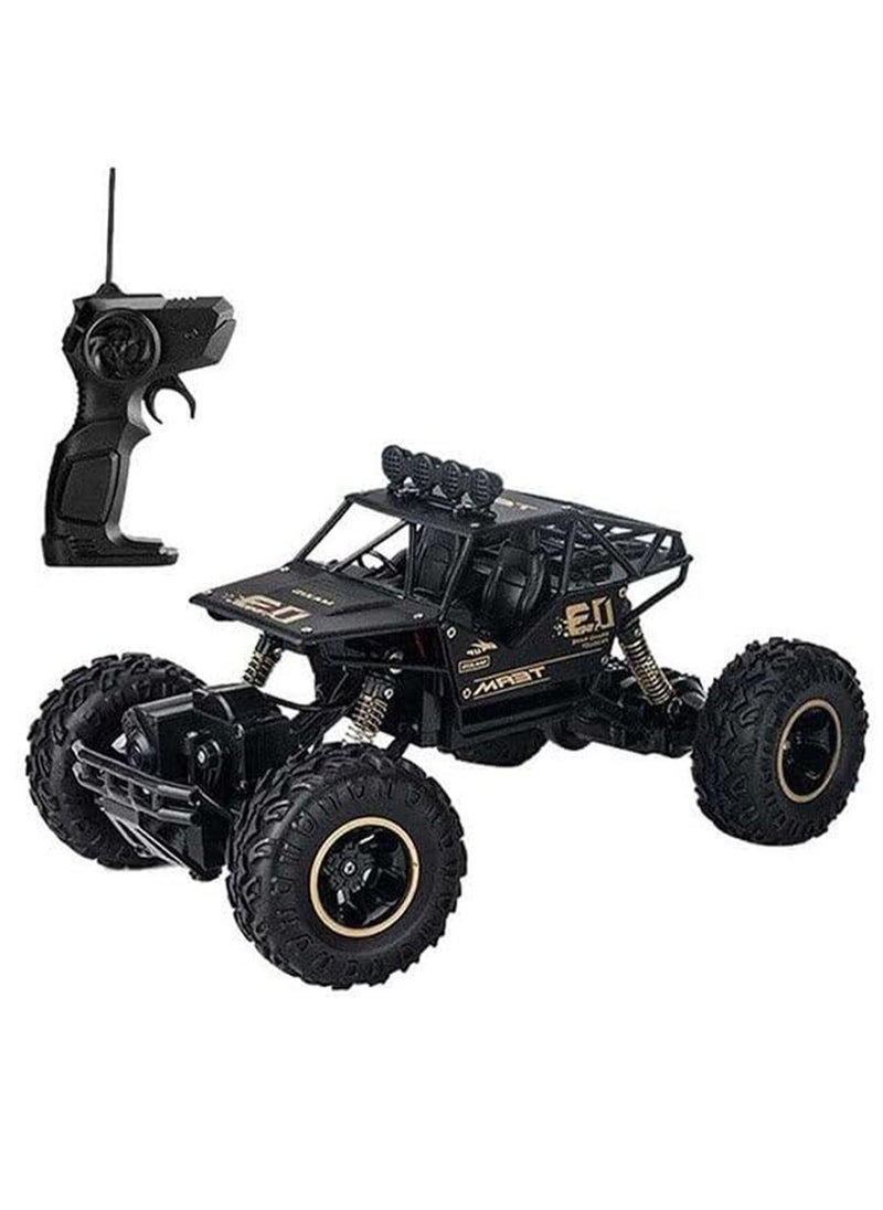 LOOPITYS - 1: 16 remote control off-road truck children's toy rechargeable four-wheel drive 2.4GHz rock track off-road remote control vehicle | remote control vehicle | four-wheel drive | black alloy body | articulated suspension | rubber tires |, can be given as birthday gifts and holiday gifts to friends and family - Image 1
