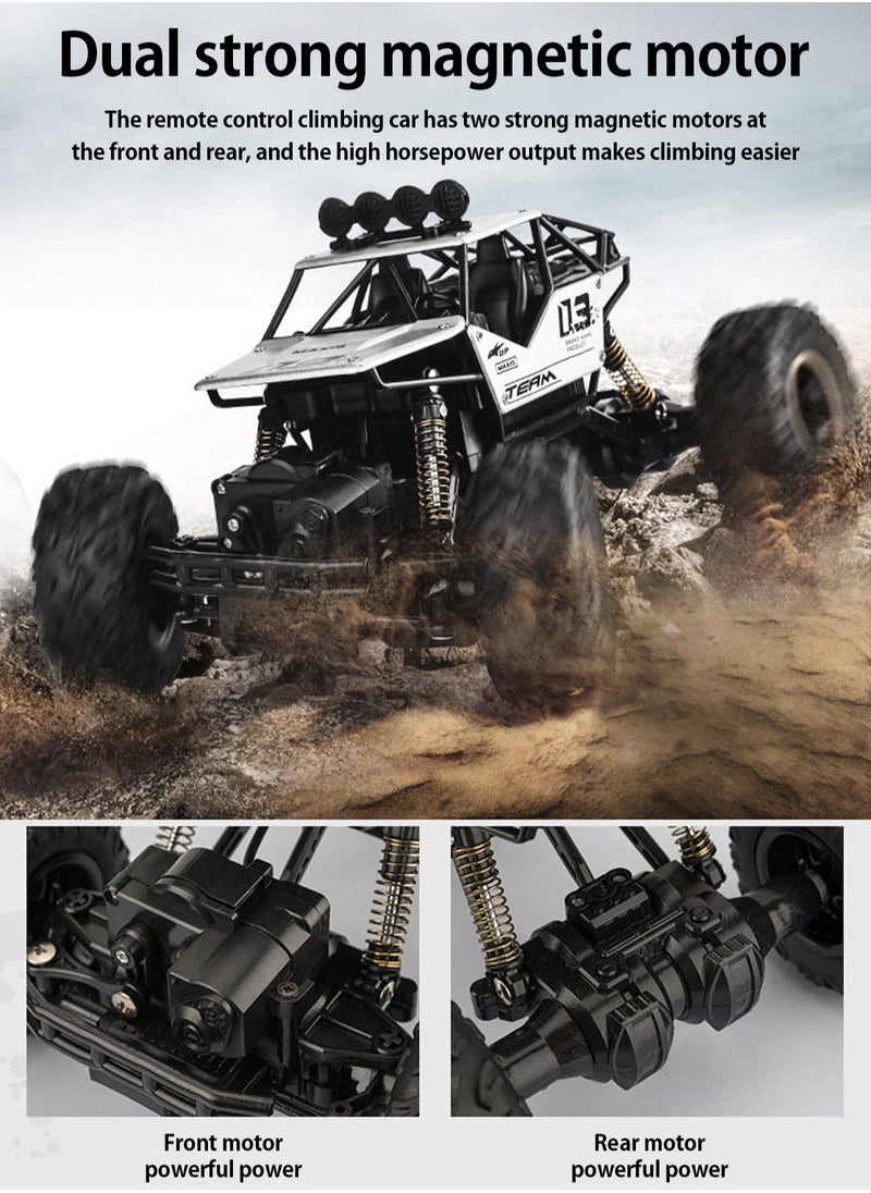 LOOPITYS - 1: 16 remote control off-road truck children's toy rechargeable four-wheel drive 2.4GHz rock track off-road remote control vehicle | remote control vehicle | four-wheel drive | black alloy body | articulated suspension | rubber tires |, can be given as birthday gifts and holiday gifts to friends and family - Image 1