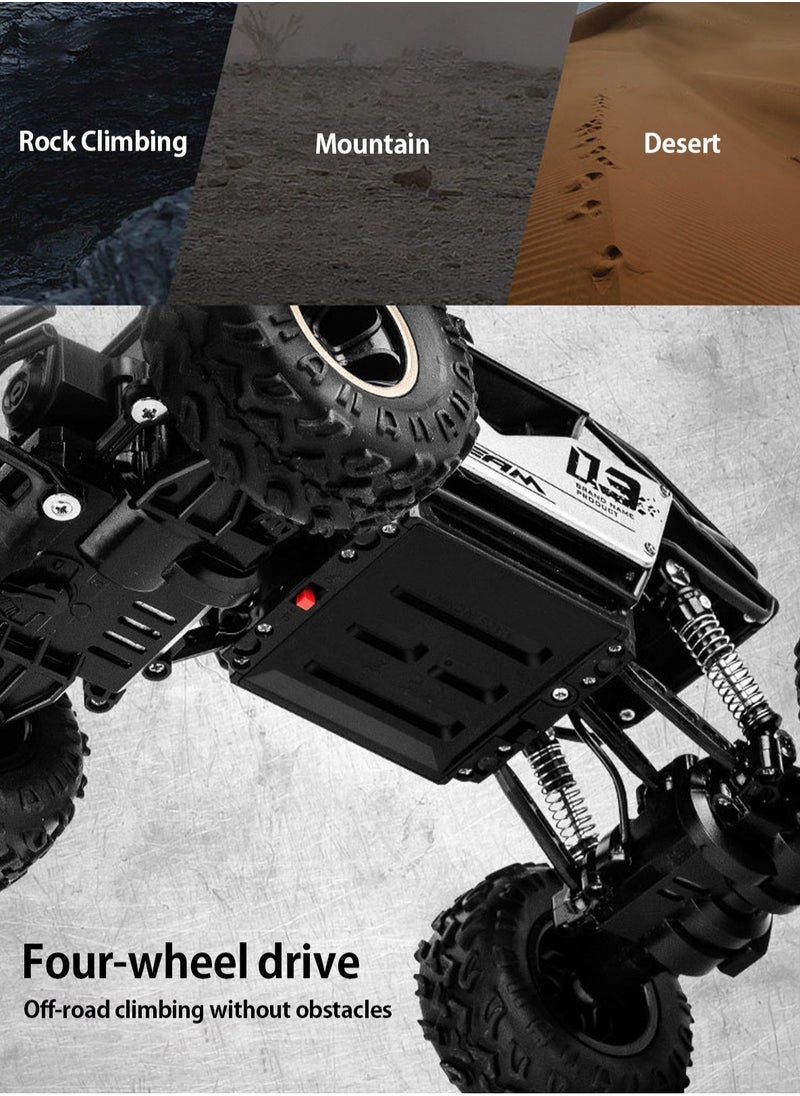 LOOPITYS - 1: 16 remote control off-road truck children's toy rechargeable four-wheel drive 2.4GHz rock track off-road remote control vehicle | remote control vehicle | four-wheel drive | black alloy body | articulated suspension | rubber tires |, can be given as birthday gifts and holiday gifts to friends and family - Image 1