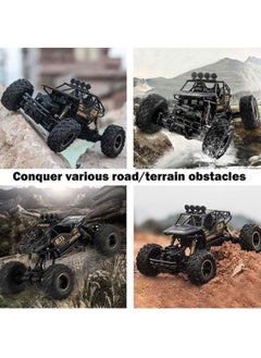 LOOPITYS 1: 16 remote control off-road truck children's toy rechargeable four-wheel drive 2.4GHz rock track off-road remote control vehicle | remote control vehicle | four-wheel drive | black alloy body | articulated suspension | rubber tires |, can be given as birthday gifts and holiday gifts to friends and family  - Image 3