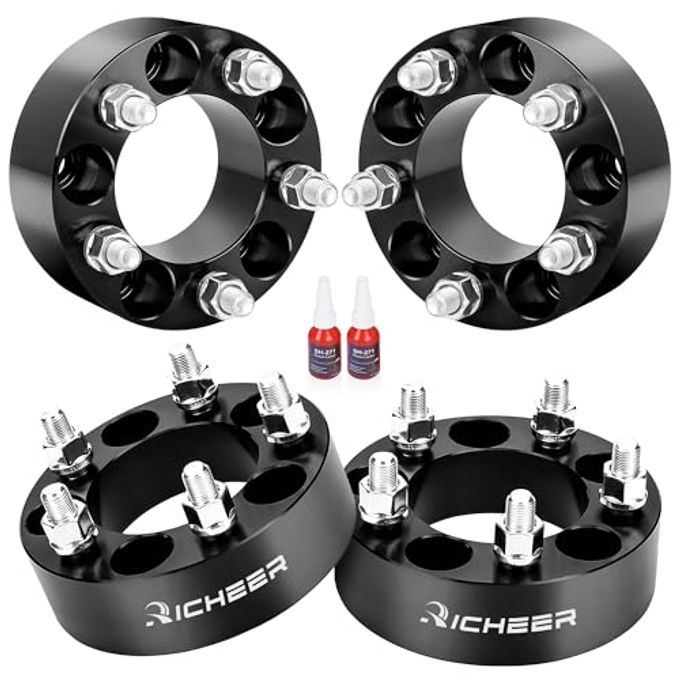 Richeer 5X4.5 Wheel Spacers Compatible With Tj Xj Yj Kj Kk Zj, 4Pcs 2 Inch 5X114.3Mm Wheel Spacer With 1/2-20 Studs & 82.5 Mm Center Bore 5 Lug Wheel Spacers For Explorer Ranger Mustang - Image 1