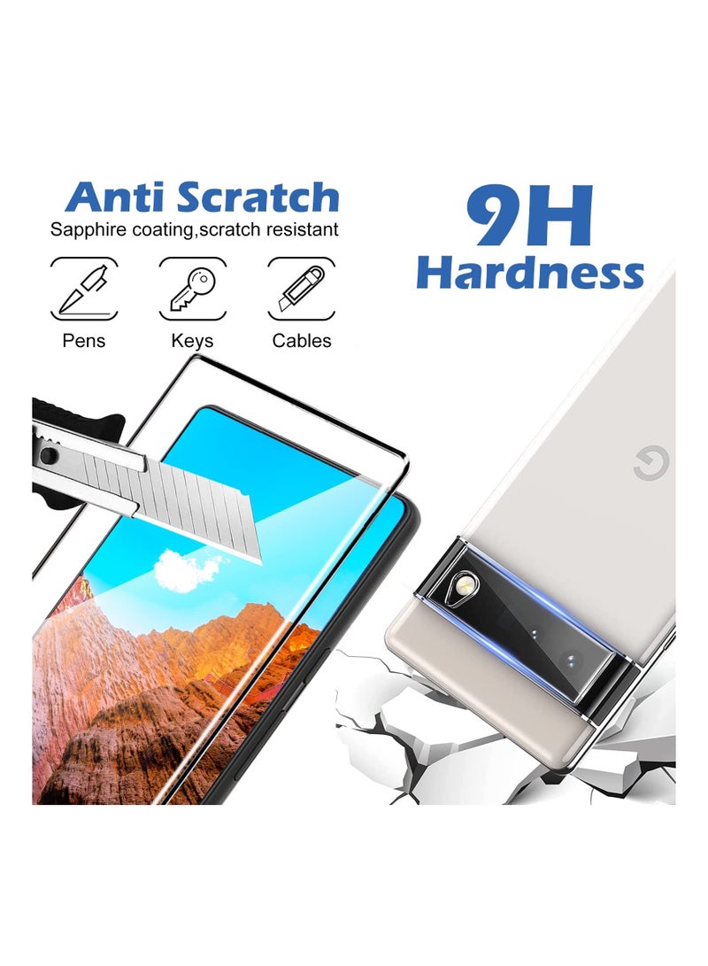 SYOSI Screen Protector, 9H Tempered Glass, Ultrasonic Fingerprint Compatible, 3D Curved, HD Clear Scratch Resistant Fit for Google Pixel 6 Pro 5G Glass Screen Protector(2Screen Protector+2Camera Lens Film)  - Image 3
