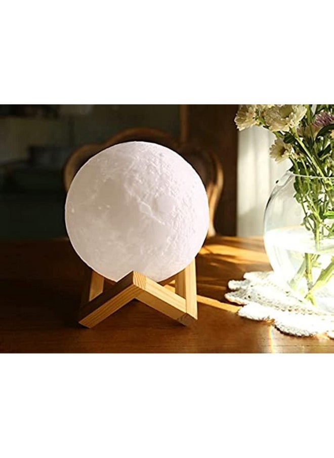Generic 3D Moon Lamp - 3D Printed Moon Night Light Warm and Cold Light for Home Decoration 15cm - With Plastic Stand - Suitable for All Kinds of Decoration  - Image 5